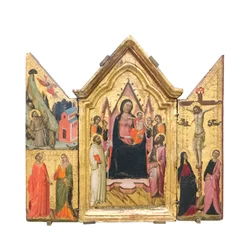 Madonna og barn tronet med helgener og engler, ca. 1320-1325 (tempera på tre)