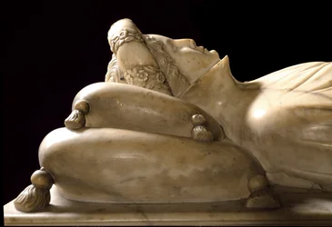 Monument til Ilaria del Carretto til familien til Marquis of Savona. Detalj. Marmor skulptur