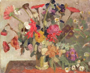 En bukett med blomster