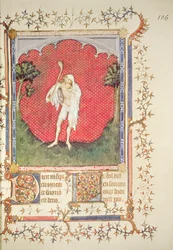 Fr 13091 f.106 Dåren, fra 'Psalter of Jean de Berry', ca. 1386