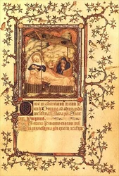 Ms Lat 18014 fol. 38 The Nativity, fra Les Petites Heures de Duc de Berry, ca. 1385-90 (vellum)