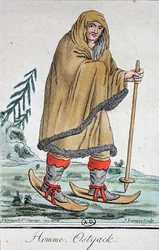 Ostyak Mann på ski
