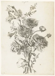 Bukett med anemoner Bukett med anemoner, en peon, stilkblomster og gladioler Diverse Fleurs mises en Boucquets (serietittel)