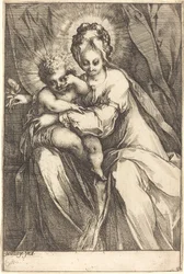 Jomfruen og barnet med en rose, ca. 16161617.