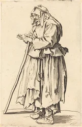 Tiggerkvinne som mottar veldedighet, ca. 1622.