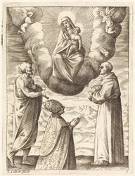 Boniface VIII med de hellige Francis og Crispin som tilber jomfruen og barnet
