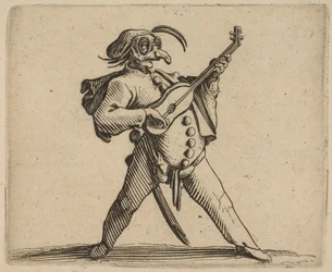 Den maskerte komikeren som spiller gitar, fra ..., 1616-22.