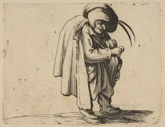 Le Jouer de Vielle The Hurdy-Gurdy Player, fra Varie Figure Gobbi, suite kalt aus..., 1616-22.