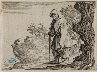 Kaprisene, Bonden som bærer sekken sin. Trettiførste blad i serien på 50 blad, gravert i Nancy (Lieure 458, Meaume 827)