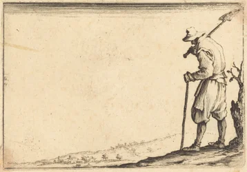 Bonde med spade på skulderen