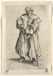 Tiggerne: Overvektig tigger med senkede øyne, ca. 1623.