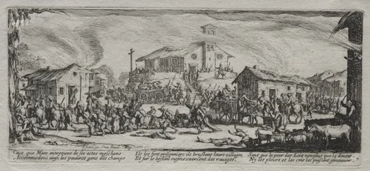 The Large Miseries of War: Plyndring og brenning av en landsby