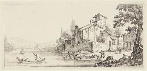 Spaserturen ved vannet, fra serien Paysages Gravées pour Jean de Médicis, Paysages Dessinés à Florence (Landskaper for Giovanni de Medici eller landskaper utformet i Firenze)