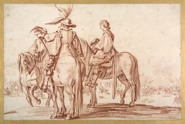 Three Horsemen (rødt kritt på papir)