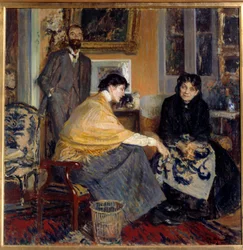 Fru Ludovic Halevy, hennes sønn forfatteren Elie Halevy (1870-1937) og Florence Halevy Maleri av Jacques Emile (Jacques-Emile) Blanche (1861-1942) 20. århundres privatsamling