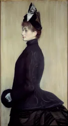 Portrett av Madame Wallet Pastellmaleri av Jacques Emile (Jacques-Emile) Blanche (1861-1942) 1887 Søn. 1,3x0,65 m Paris, musee d'Orsay