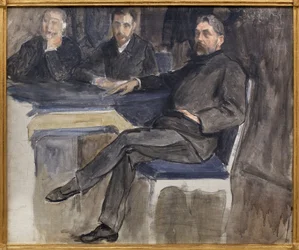 Studer for portrettet av Stephane Mallarme (1842-1898) og vennene hans fra La Revue Independante. Maleri av Jacques Emile Blanche (1861-1942), olje på lerret