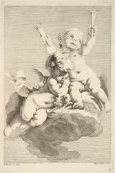 Two Cupids, One Holding Torches, midten til slutten av 1700-tallet.