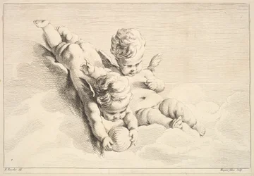 Two Cupids, One Holding a Ball, midten til slutten av 1700-tallet.