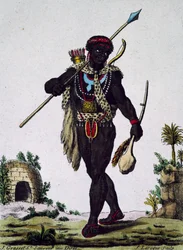Mann fra Namaquas-stammen, Afrika, gravering fra Encyclopedia of voyages