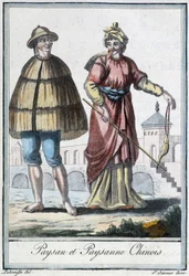 Chinese Peasant and Peasant - i "" Encyclopedia of Travels"" av Grasset St Sauveur, red. 1796