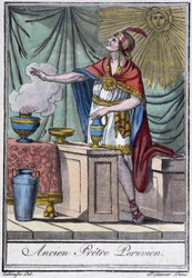 Tidligere peruansk prest (inca) - i "" Encyclopedia of Travels"" av J. Grasset-Saint-Sauveur, Paris