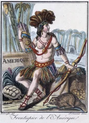 Frontispice of America - i "" Encyclopedia of Travels"" av Grasset St Sauveur, red. 1796