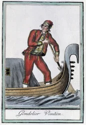 Gondolier i Venezia - i "" Encyclopedia of Travels"" av Grasset Saint Sauveur, red. Paris 1796
