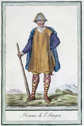 Man of Aragon (Spania) - i "" Encyclopedia of Travels"" av Grasset St Sauveur, red. 1796