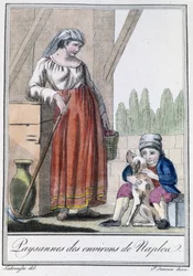 Bondekvinne nær Napoli - i "" Encyclopedia of Travels"" av Grasset St Sauveur, Paris