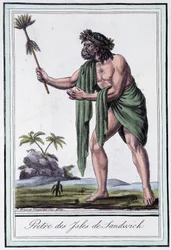 Priest of the Sandwich Islands - i "" Encyclopedia of Travels"" av Grasset Saint Sauveur, red. Paris 1796