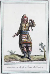 Sauvagesse of Hudson Bay (Canada) - i "" Encyclopedia of Travels"" av Grasset St Sauveur, red. 1796