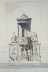 Design for en Preikestol, ca. 1825 (penn og blekk og wc på papir)