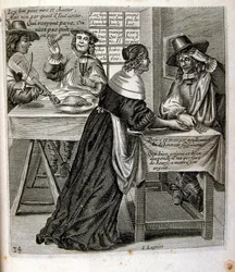 Gravert illustrasjon fra 1600-tallet fra en samling ordtak. Paris 1657–1663. Av Jacques Lagniet (1620–1675). Fransk gravør. Fra ham er det mange samfunnskritiske graveringer og hånlige bilder, som hans til tider groteske og fantastiske illustrasjoner.