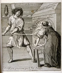 Gravert illustrasjon fra 1600-tallet fra en samling ordtak. Paris 1657–1663. Av Jacques Lagniet (1620–1675). Fransk gravør. Fra ham er det mange samfunnskritiske graveringer og hånlige bilder, som hans til tider groteske og fantastiske illustrasjoner.