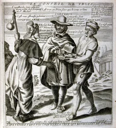 Gravert illustrasjon fra 1600-tallet fra en samling ordtak. Paris 1657–1663. Av Jacques Lagniet (1620–1675). Fransk gravør. Fra ham er det mange samfunnskritiske graveringer og hånlige bilder, som hans til tider groteske og fantastiske illustrasjoner.