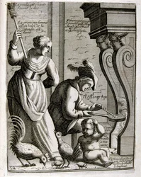 Gravert illustrasjon fra 1600-tallet fra en samling ordtak. Paris 1657–1663. Av Jacques Lagniet (1620–1675). Fransk gravør. Fra ham er det mange samfunnskritiske graveringer og hånlige bilder, som hans til tider groteske og fantastiske illustrasjoner.