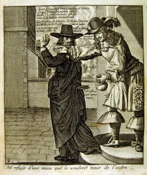 Gravert illustrasjon fra 1600-tallet fra en samling ordtak. Paris 1657–1663. Av Jacques Lagniet (1620–1675). Fransk gravør. Fra ham er det mange samfunnskritiske graveringer og hånlige bilder, som hans til tider groteske og fantastiske illustrasjoner.