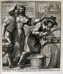 Gravert illustrasjon fra 1600-tallet fra en samling ordtak. Paris 1657–1663. Av Jacques Lagniet (1620–1675). Fransk gravør. Fra ham er det mange samfunnskritiske graveringer og hånlige bilder, som hans til tider groteske og fantastiske illustrasjoner.