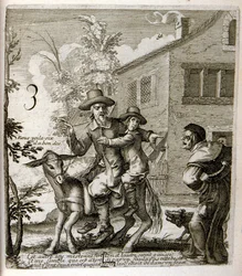 Illustrasjon av fabler av Jean de La Fontaine (gravering