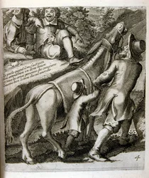 Illustrasjon av fabler av Jean de La Fontaine (gravering