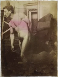Studie av en mannlig nakenmodell i Jacques de Lalaings atelier