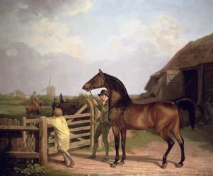 "Bay Ascham", en hingst ledet gjennom en port til en hoppe, 1804
