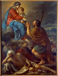 Saint Roch ber til jomfruen om opphør av pesten. Maleri av Jacques Louis David (1748-1825)