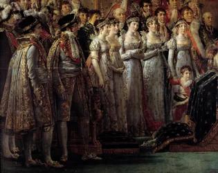 Napoleons kroning. Detalj som viser keiserens brødre og søstre under innvielsen av keiser Napoleon I Bonaparte og kroningen av keiserinne Joséphine i Notre-Dame de Paris den 2. desember