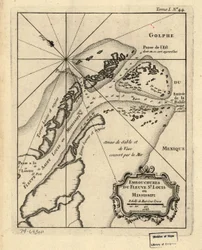 Munningen av St. Louis- eller Mississippi-elven. 1763. LOC 74693011