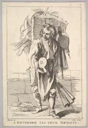 Omvendt kopi av A Racomoder les Vieux Souflets Mend the Old Bellows, fra Le Cri..., 1700-tallet.