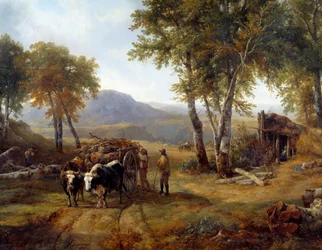Loggerne i Detaljskogen. Maleri av Raymond Brascassat (1804-1867) 1832 Nantes, Musee des Beaux Arts