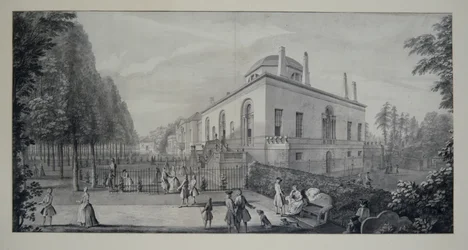 Lord Burlingtons neo-palladiske villa i Chiswick and the Jacobean House (penn og blekk med vask på papir)
