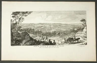Utsikt over det kongelige palasset i Meudon og landsbyen (Vue du Château de Meudon et du village), fra serien Le Château de Meudon